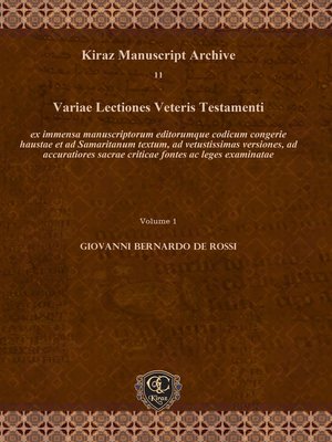 cover image of Variae Lectiones Veteris Testamenti